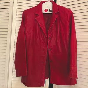 Red, Leather, Jones New York, Women’s Jacket
